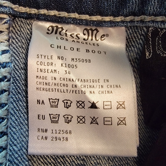 Miss Me Western Chloe Boot Medium Wash Jeans With Embellished Turquoise Accents - Picture 6 of 11